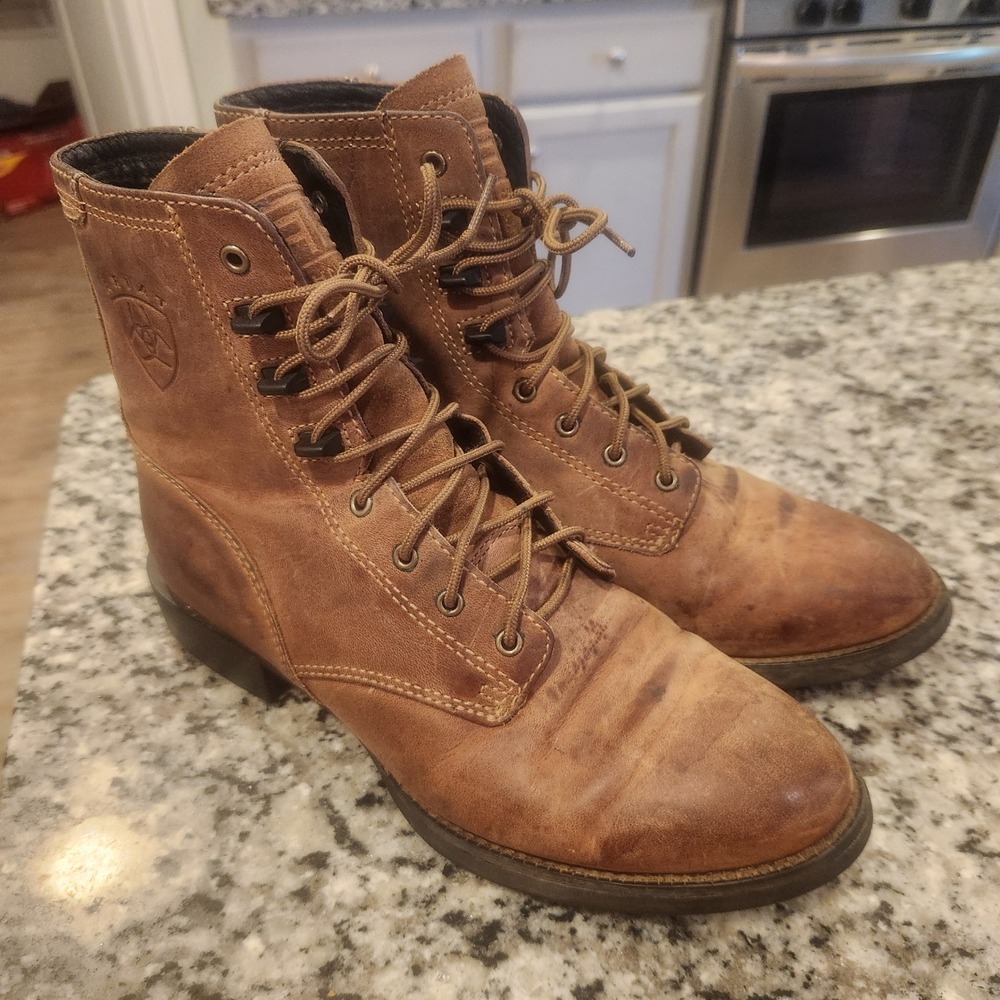 Ariat Heritage Lacer Brown Leather Lace Up Paddock Western Boots Womens